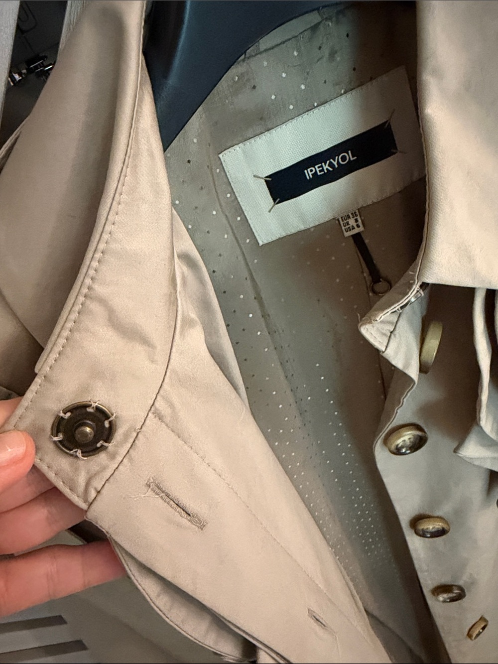 Beige Ruffle-Front Trench Coat - Picture 2 of 6